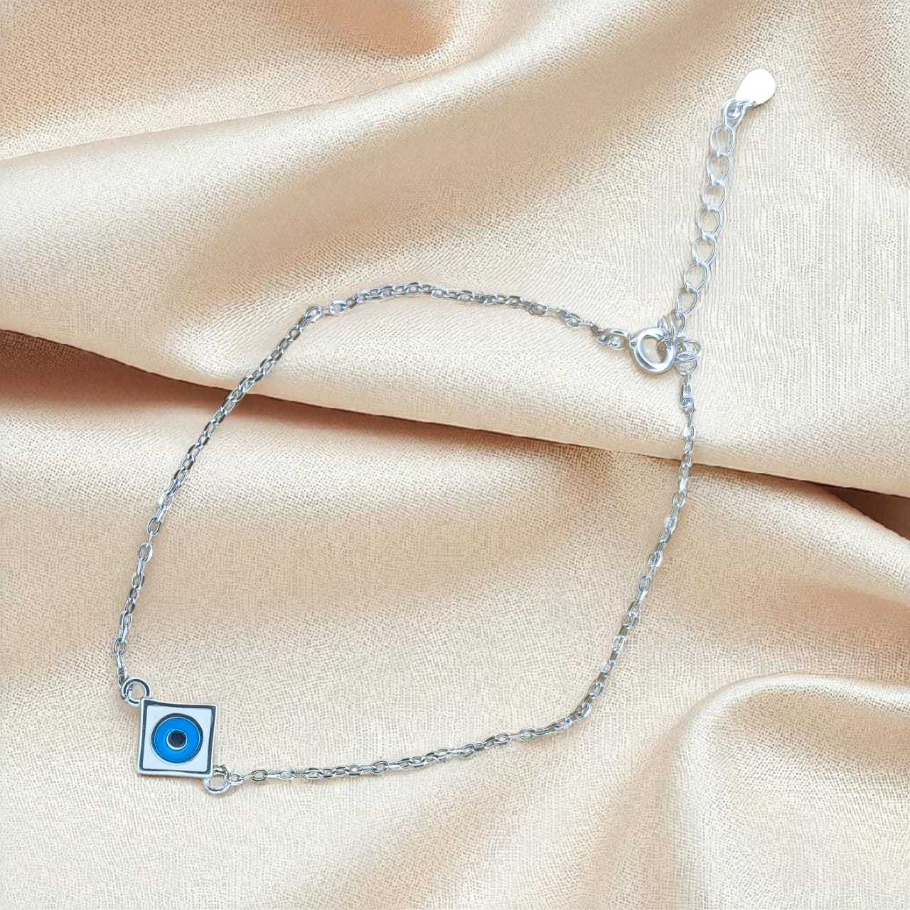 Square Evil Eye Silver Bracelet For Women
