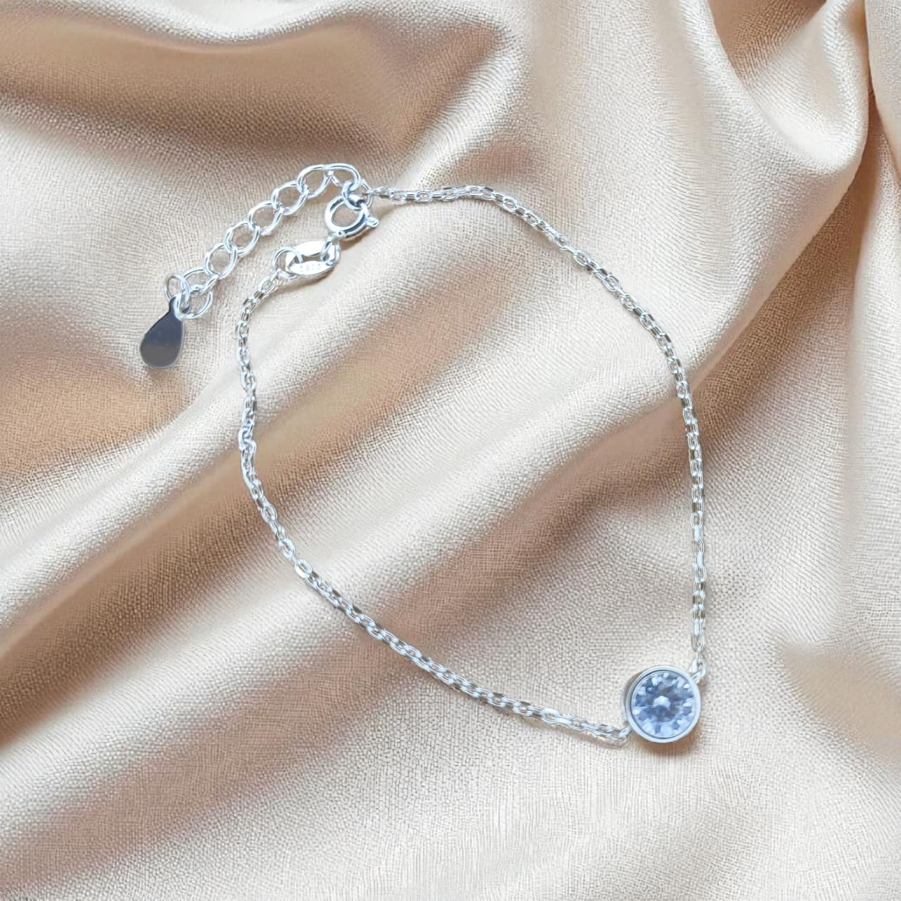 Round White Diamond Silver Bracelet For Women