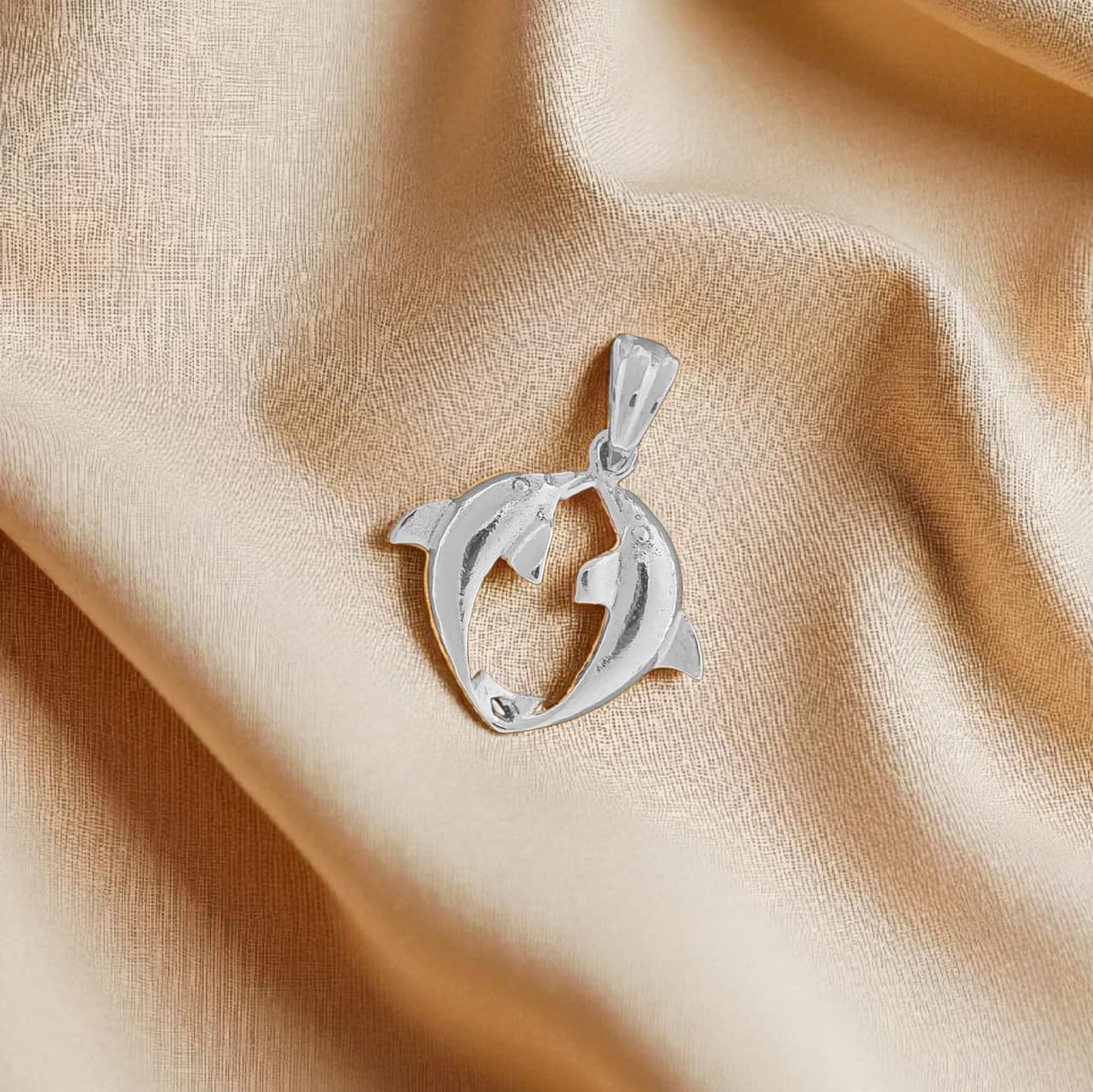 Silver Double Dolphin Pendant