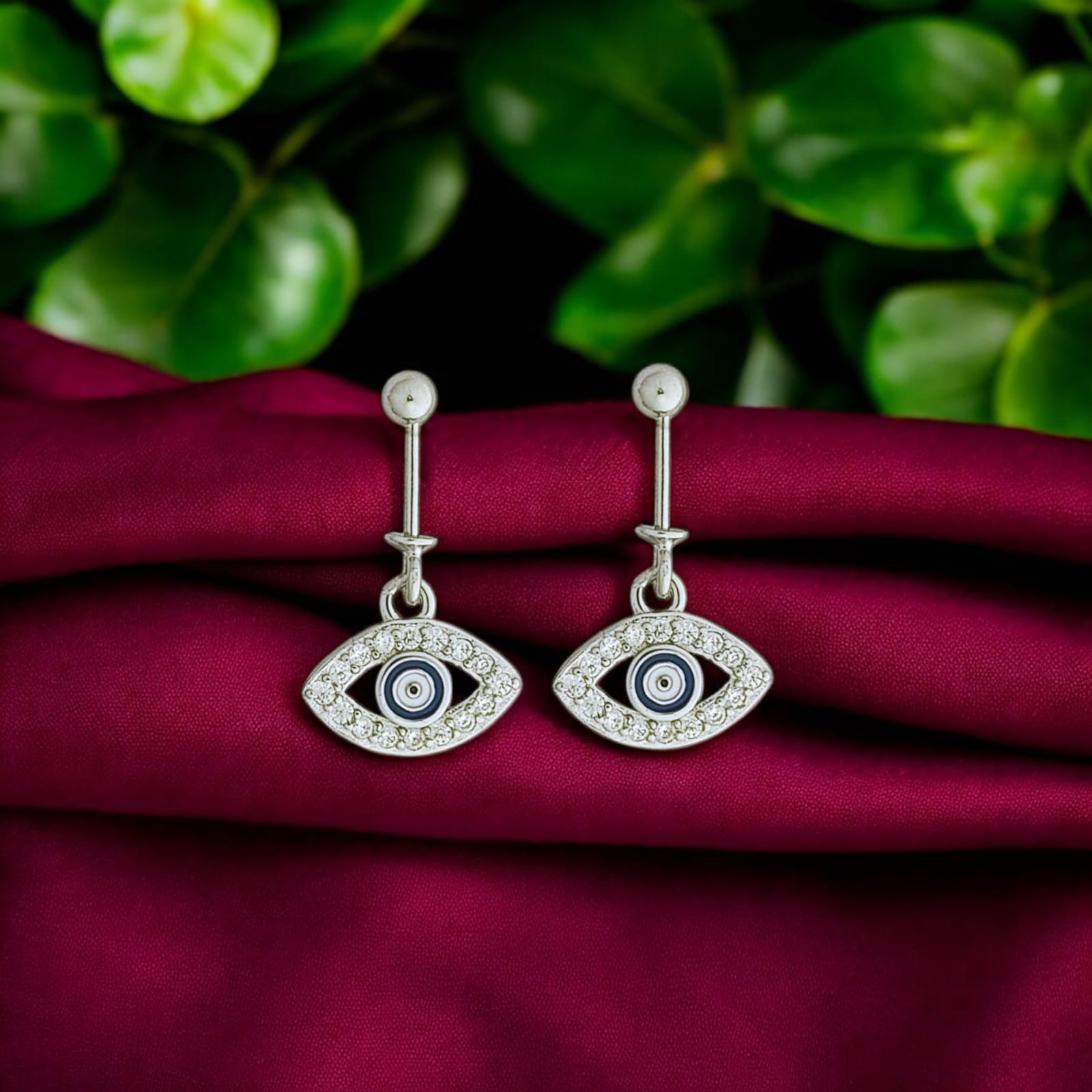 Silver Evil Eye Bugadi Earrings