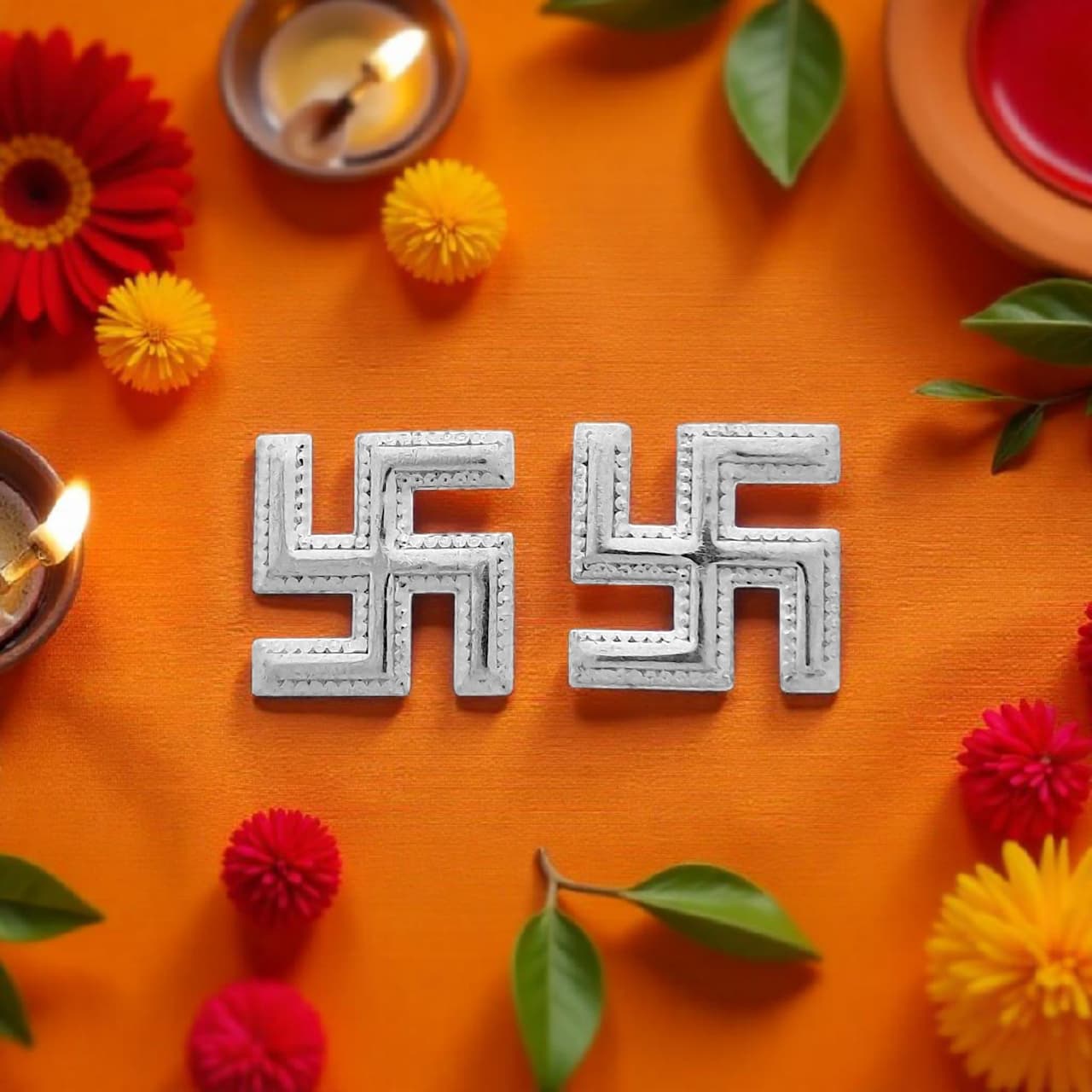 Silver Swastik Pair