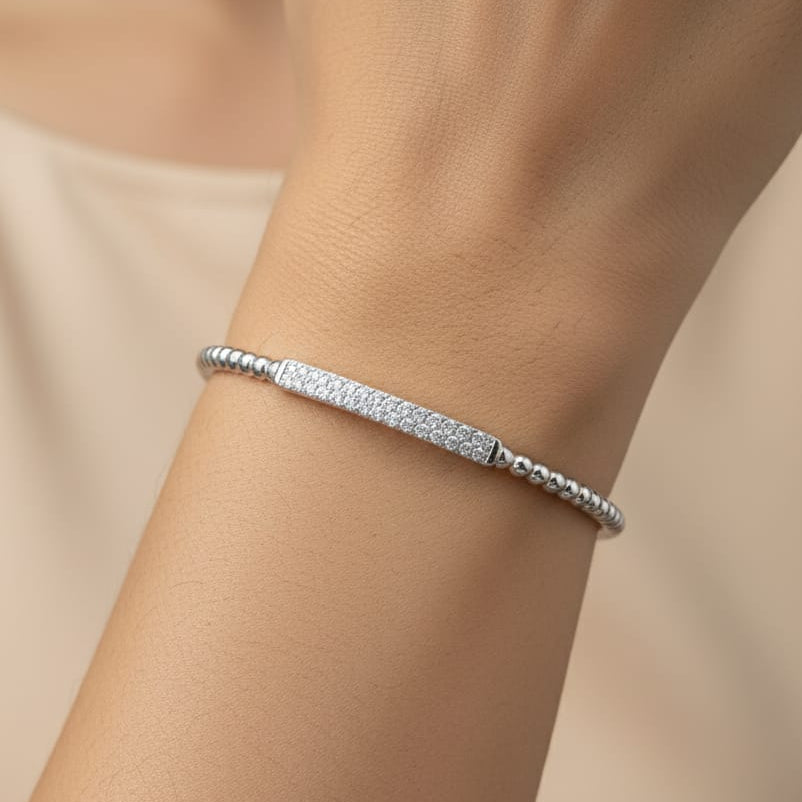 Fancy cut Adjustable  Bangle/Brcelet for Women -925 Silver