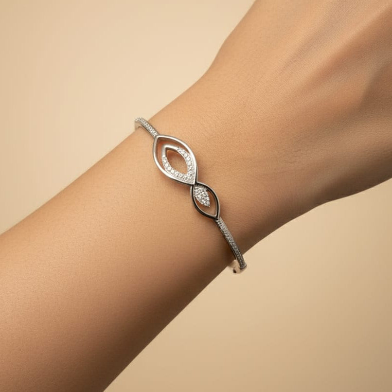 Elegant White diamond Bangle/Bracelet for Women-925 Silver