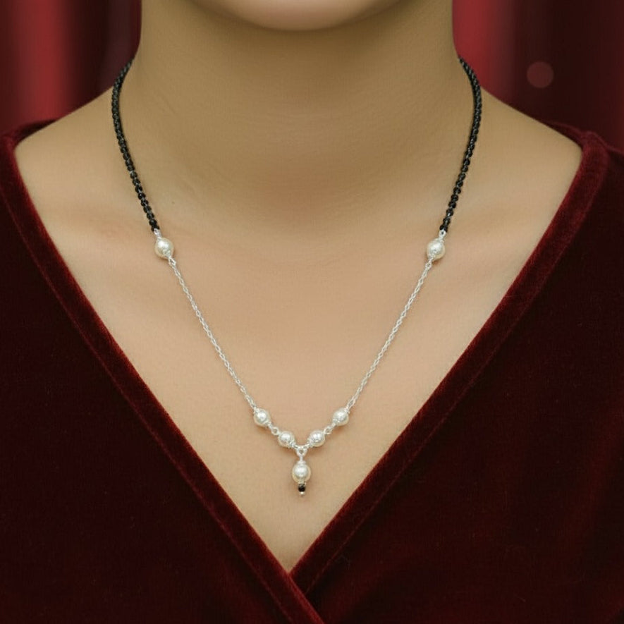 Hanging pearl beaded Mangalsutra -925 Silver