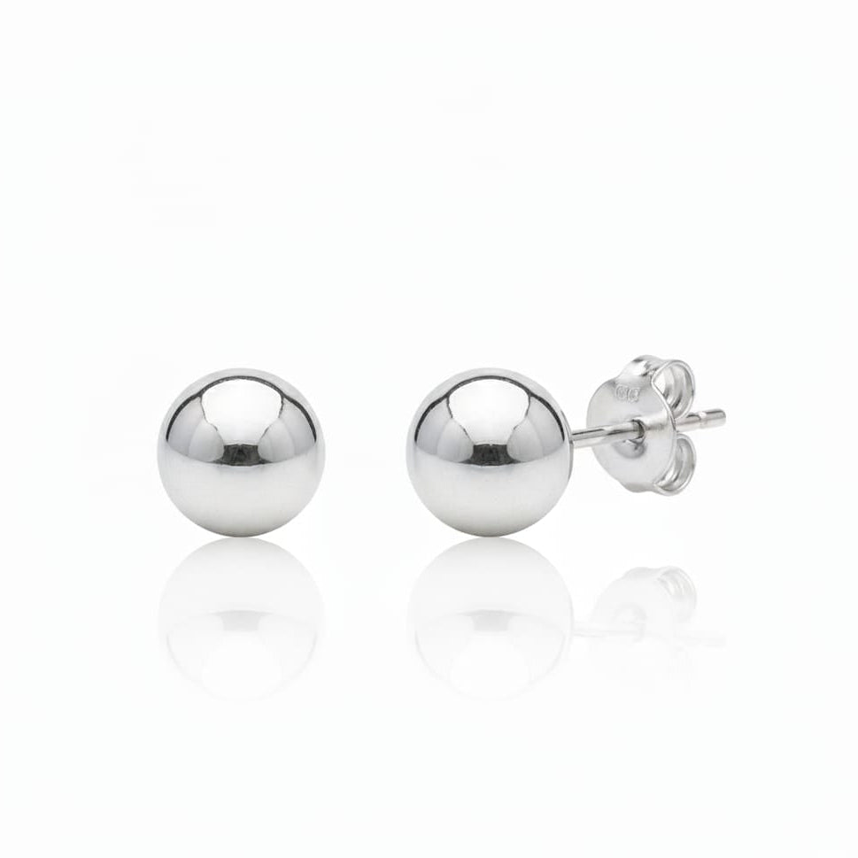 Silver Ball stud Earring 4mm for girl and boys pair-925 Silver