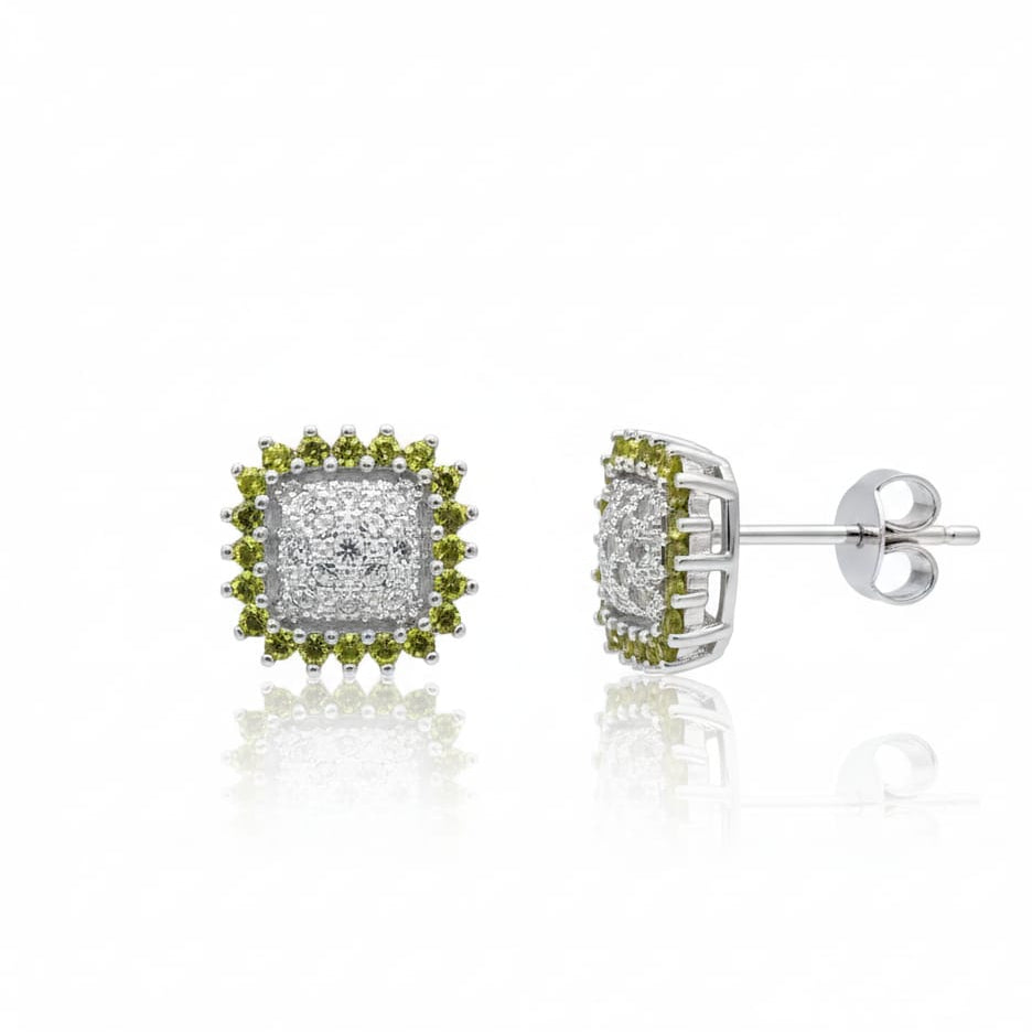 Yellow white diamond stud  Earring pair for women&girl-925  Sterling Silver