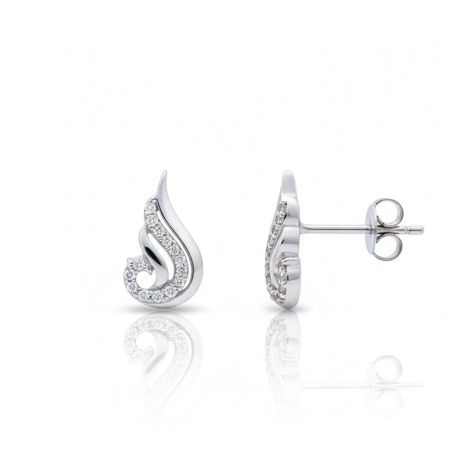 Great wave stud Earring pair for women & Girl-925 Sterling Silver