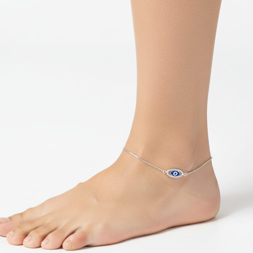 Evil  eye Ankelet Pair for women-925 Silver