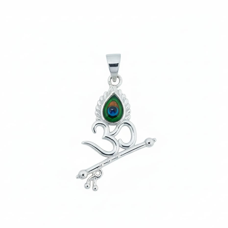 Om Basuri Morpankh 925 Silver Pendant