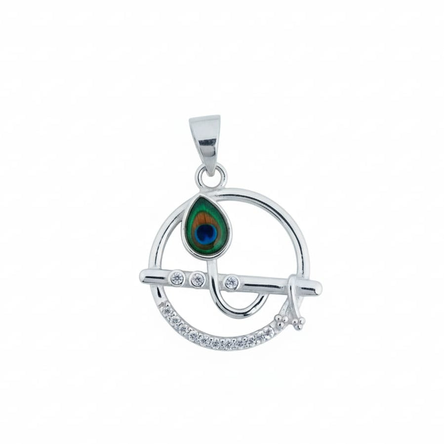 Mayurpankh Studded Basuri 925 Silver Pendant