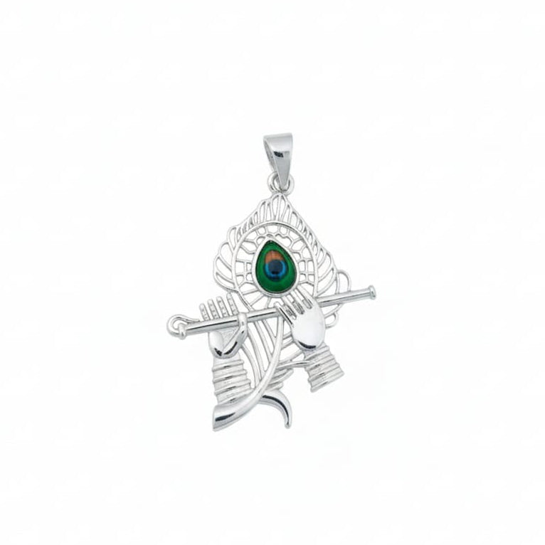 Shree Krishna Playing Basuri 925 Silver Pendant