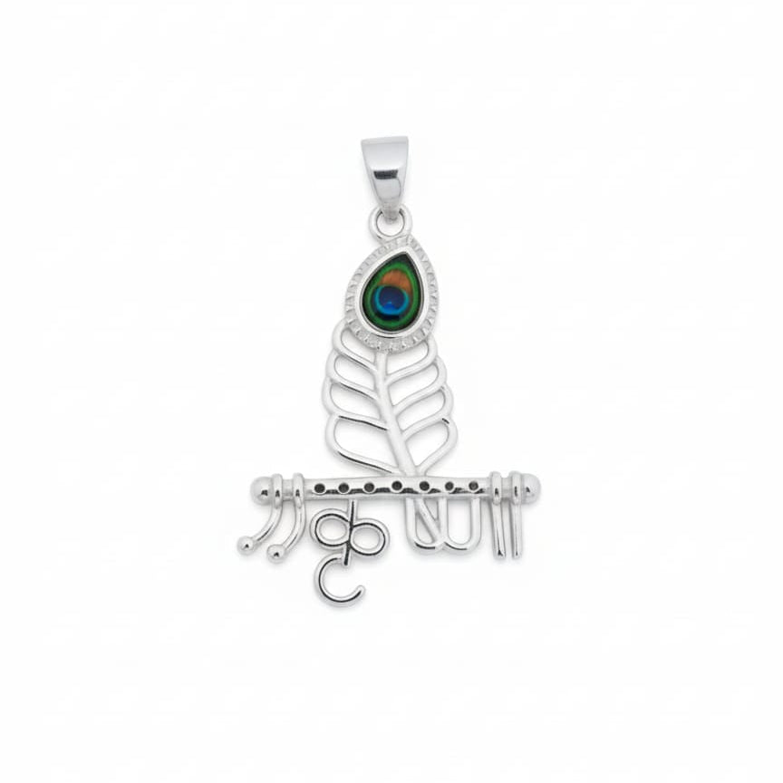Shree Krishna Basuri Mayurpankh 925 Silver Pendant