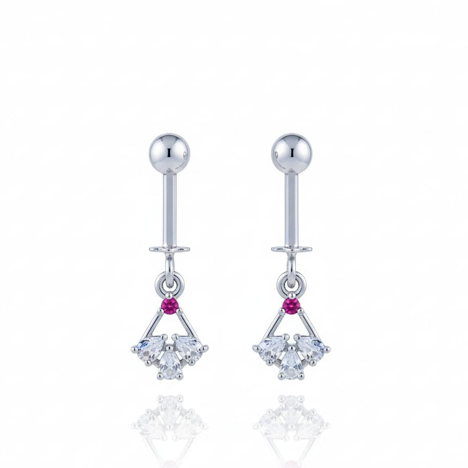 Red white zircon devine helix bugadi earring-925 Silver