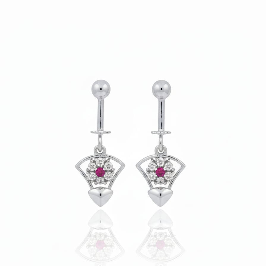 Fancy white red zircon bugadi earring-925 Silver