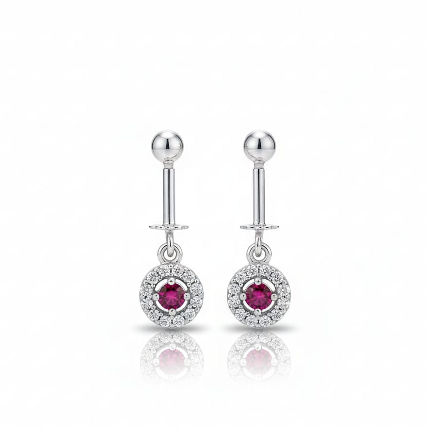Red white zircon round helix bugadi earring-925 Silver