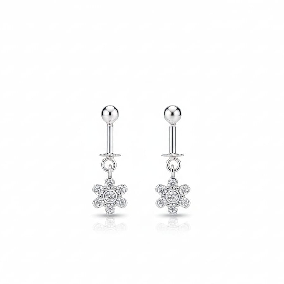 White zircon  helix bugadi earring-925 Silver
