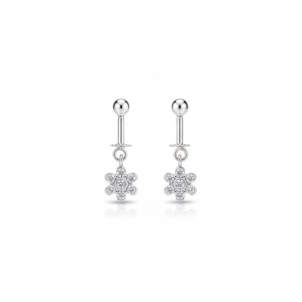 White zircon helix bugadi earring-925 Silver