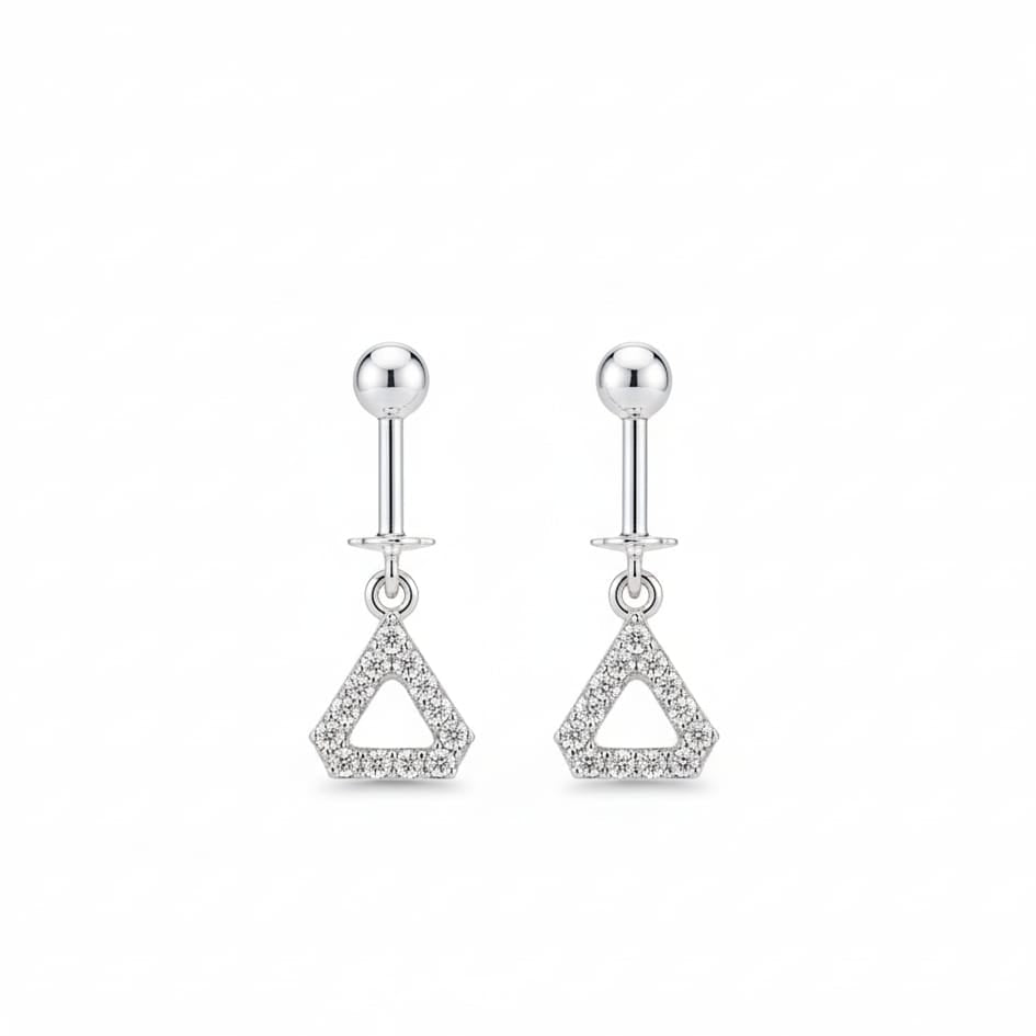 White zircon trigular helix bugadi earring-925 Silver