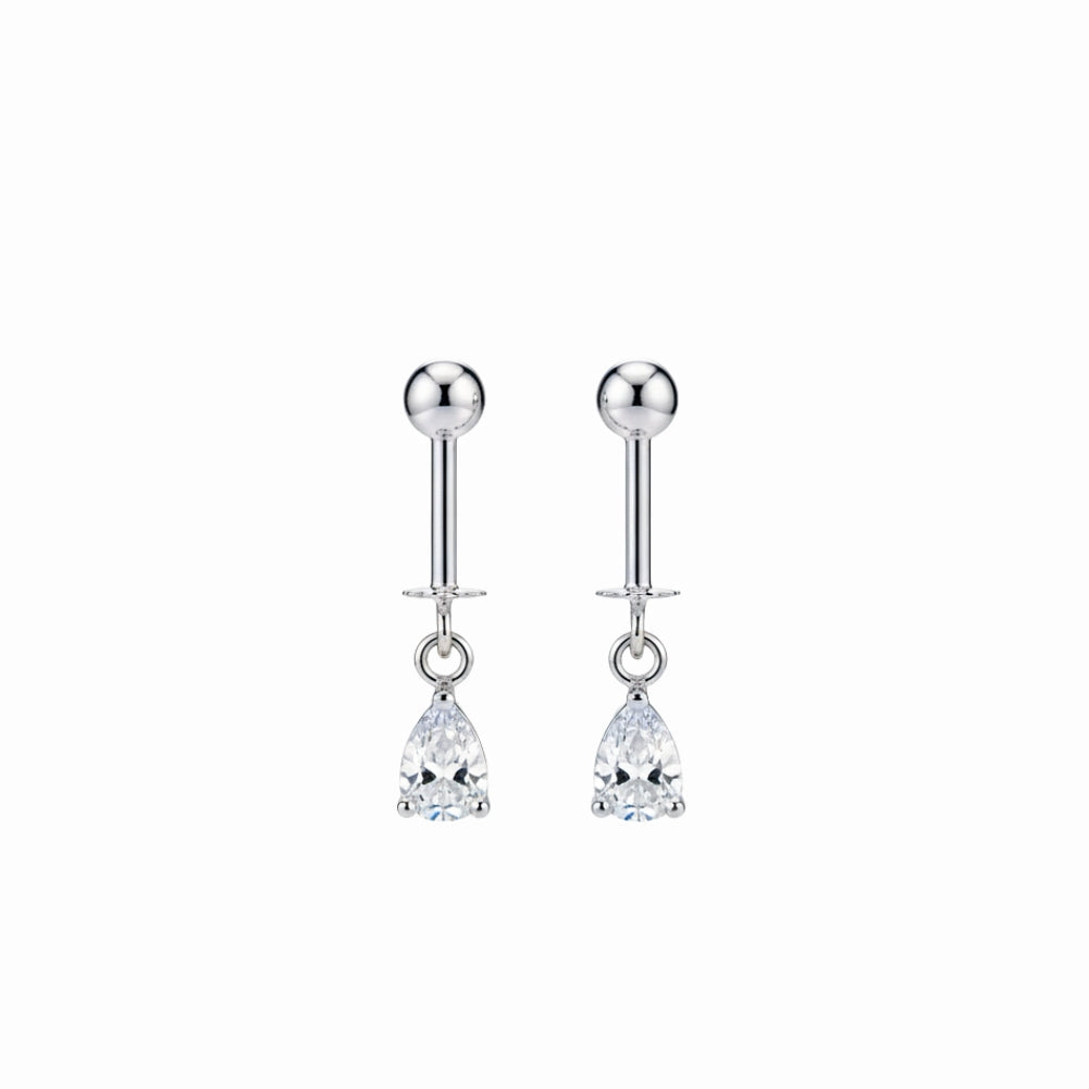 White crystal helix bugadi earring-925 Silver