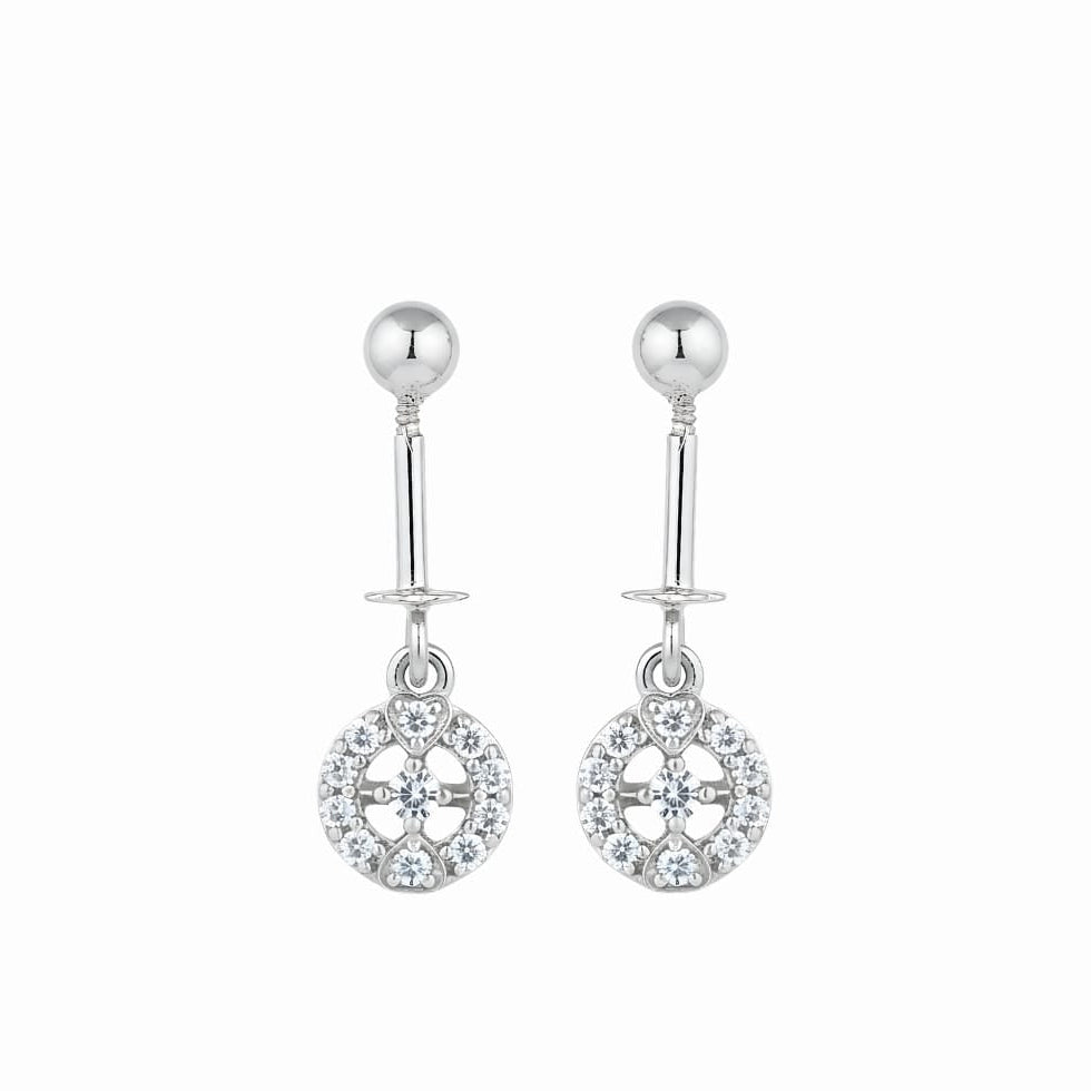 White zircon round helix bugadi earring-925 Silver