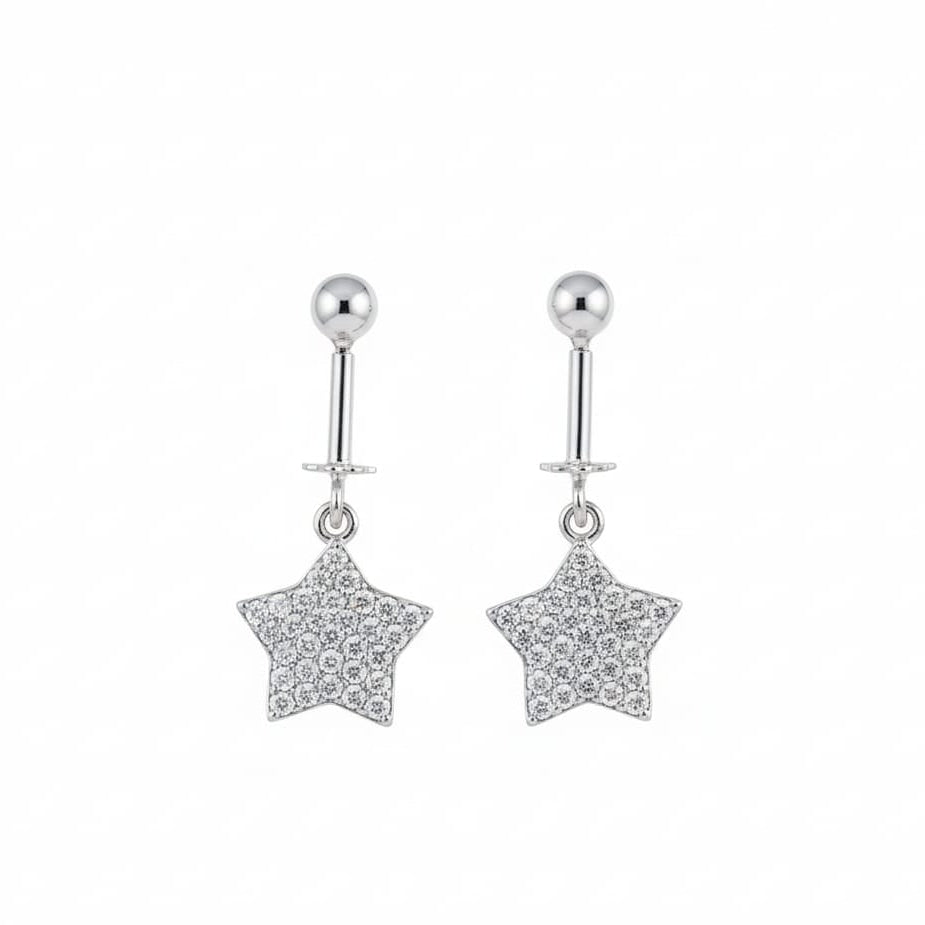 White zircon star helix bugadi earring -925 Silver