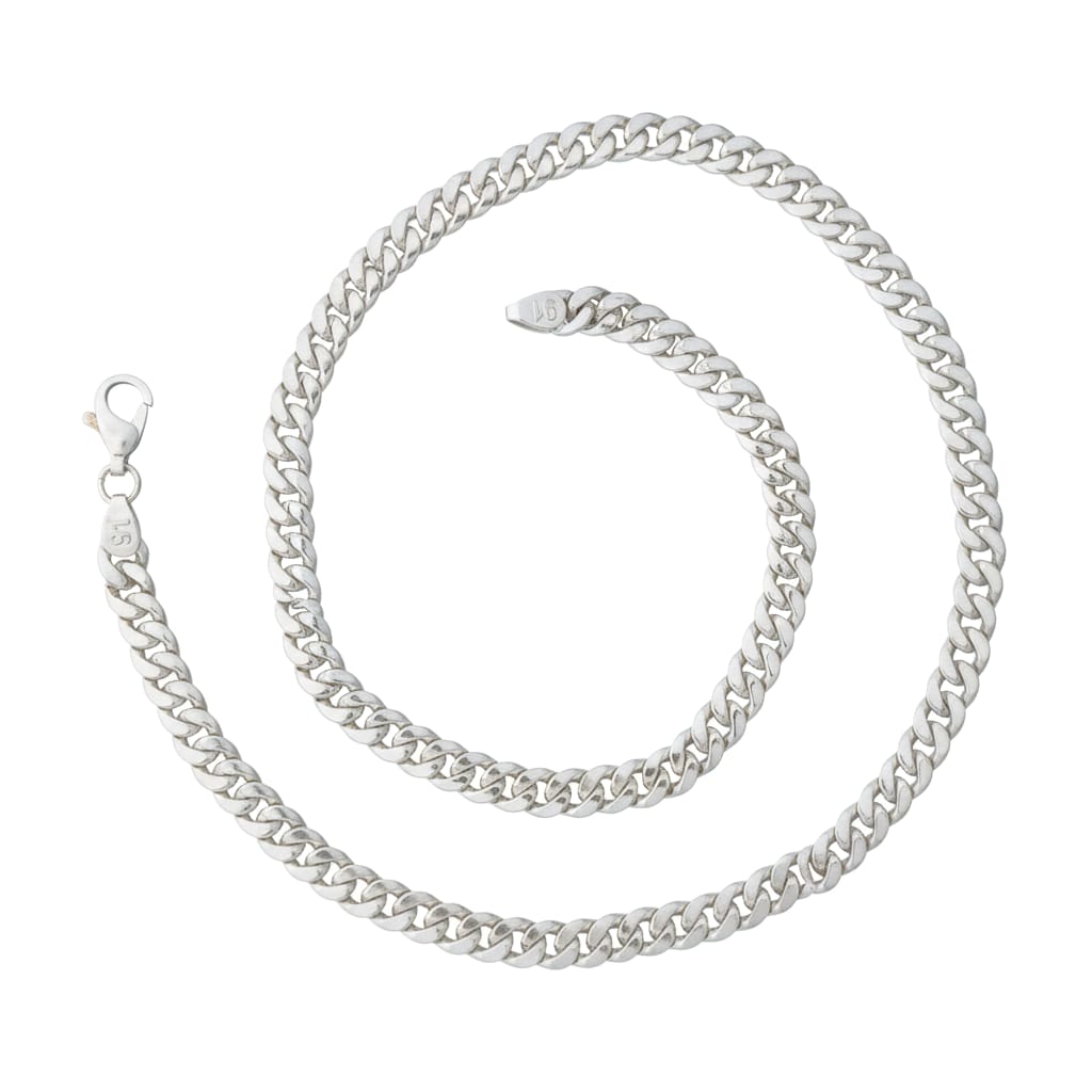 Silver solid curb chain for men