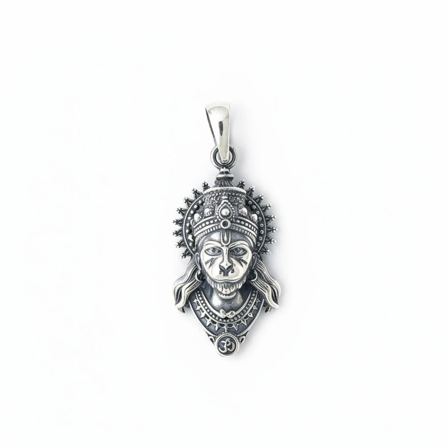 Hanumanji Face pendant Oxidised  for Men-925 Silver