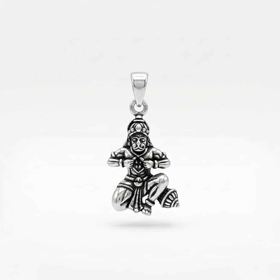 Lord Hanuman pendant Oxidised -925 Silver