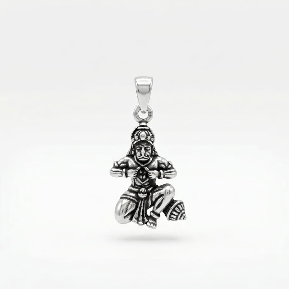 Lord Hanuman oxidised pendant -925 silver