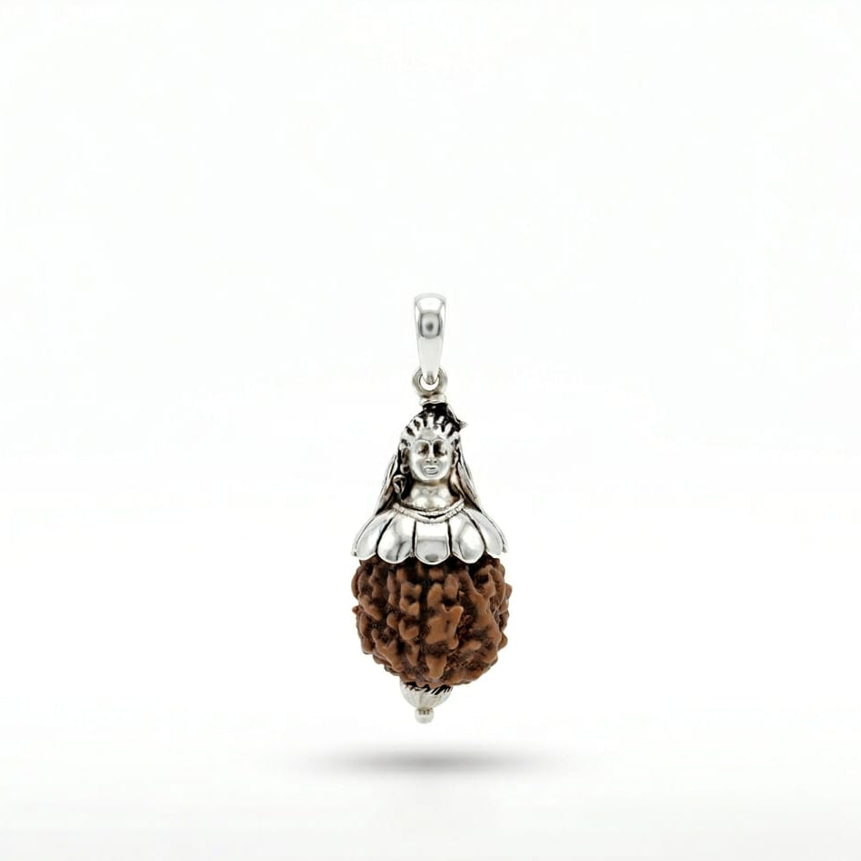 Lord Shiva Rudraksh Oxidised Pendant-925 Silver