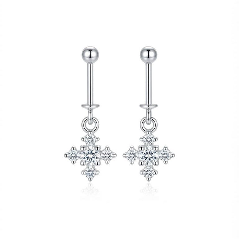 White stone Helix Hanging Bugadi  -  925 Silver
