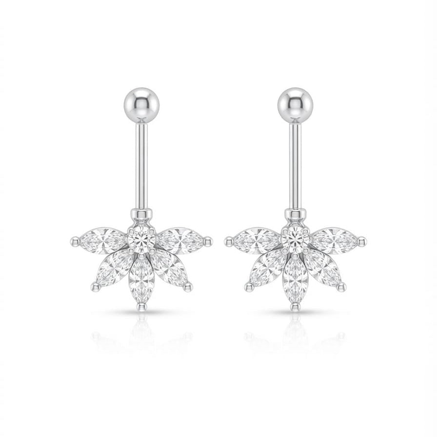 White  Crystal Helix Bugadi Earring  -  925 Silver