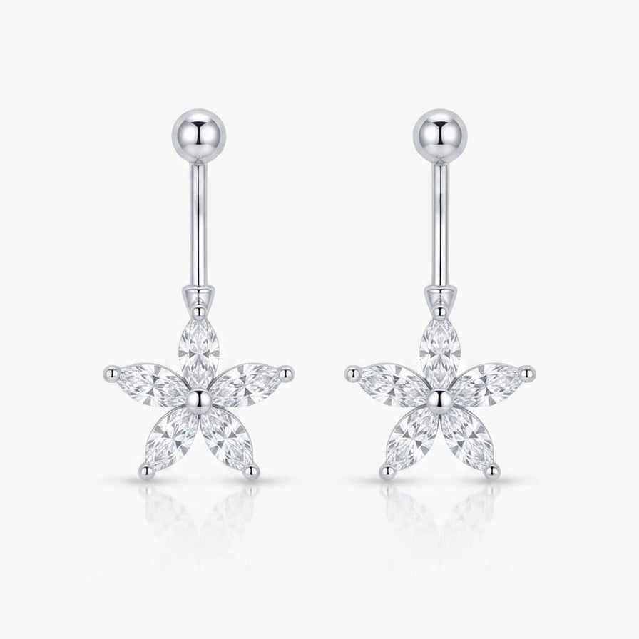 Star Crystal Helix Bugadi Earring Pair -  925 Silver