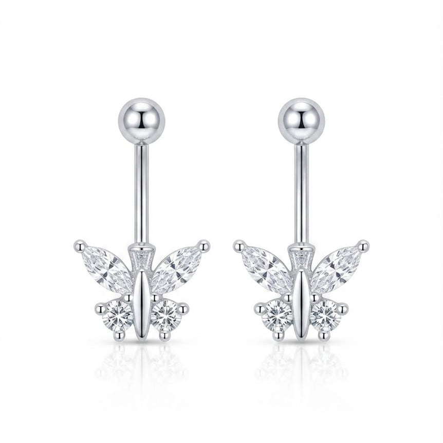 Silver Butterfly Bugadi Stud Earring  Pair   -  925 Silver