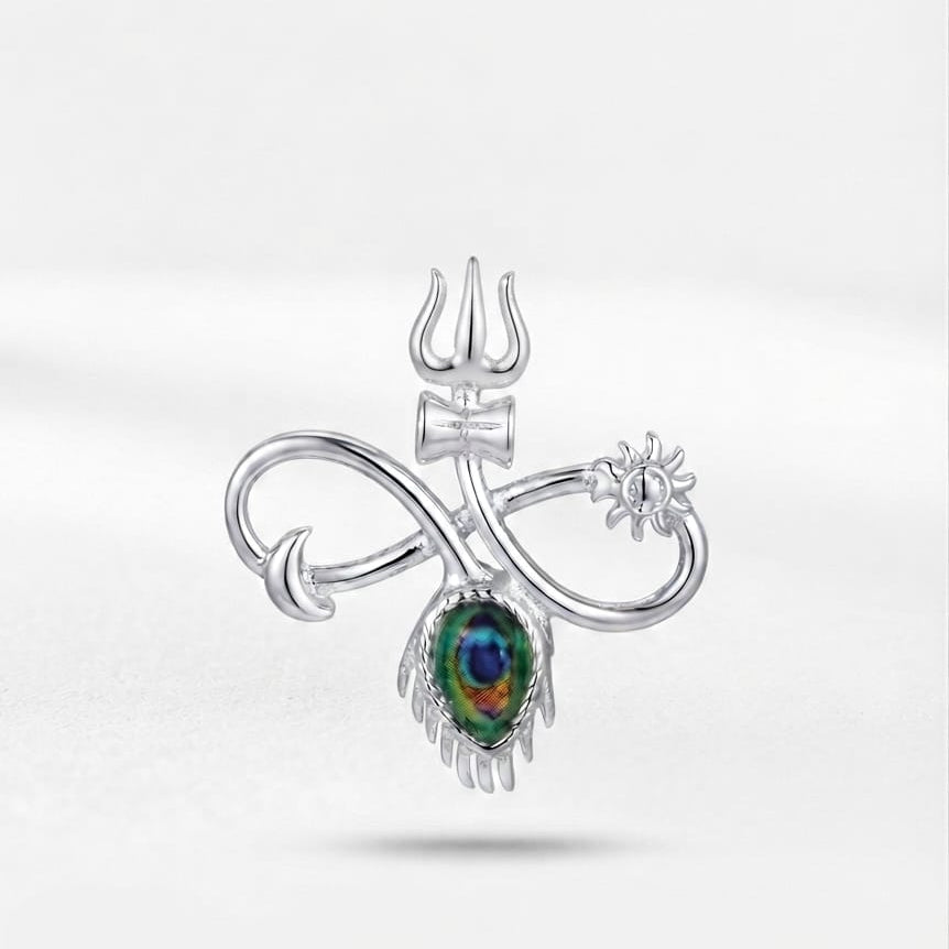 Morpankh Trishul Damaru Silver Pendant  925  Silver