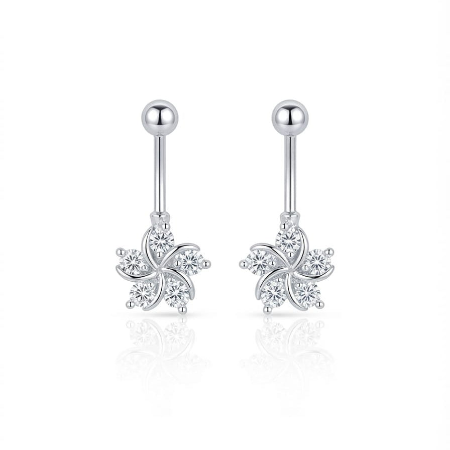 Silver White stone Chakra Helix bugadi Stud Earring   -  925 Silver