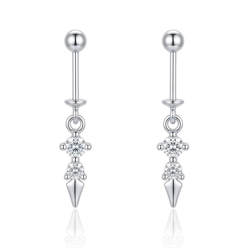 Unique Long Drop Triangle Helix Bugadi Earring - 925 Silver