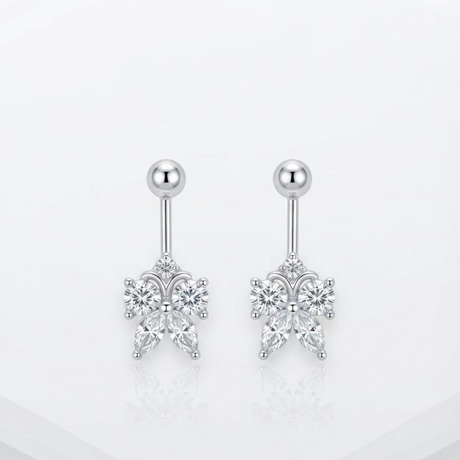 Bow Shaped Silver Helix Bugadi Stud Earring - 925 Silver