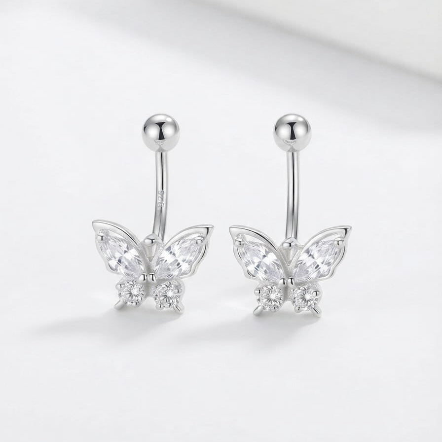 Silver Buterfly Trendy Helix Bugadi Stud Earring Pair   -  925 Silver