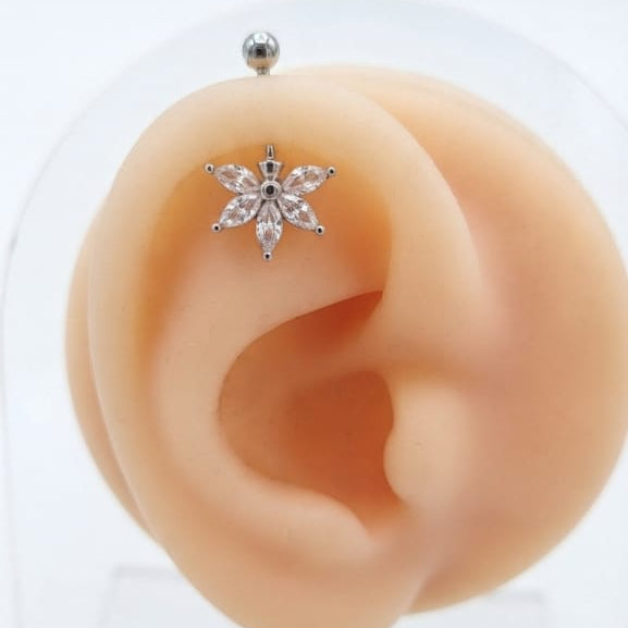 Trendy Flower Helix Bugadi Stud Earring - 925 Silver