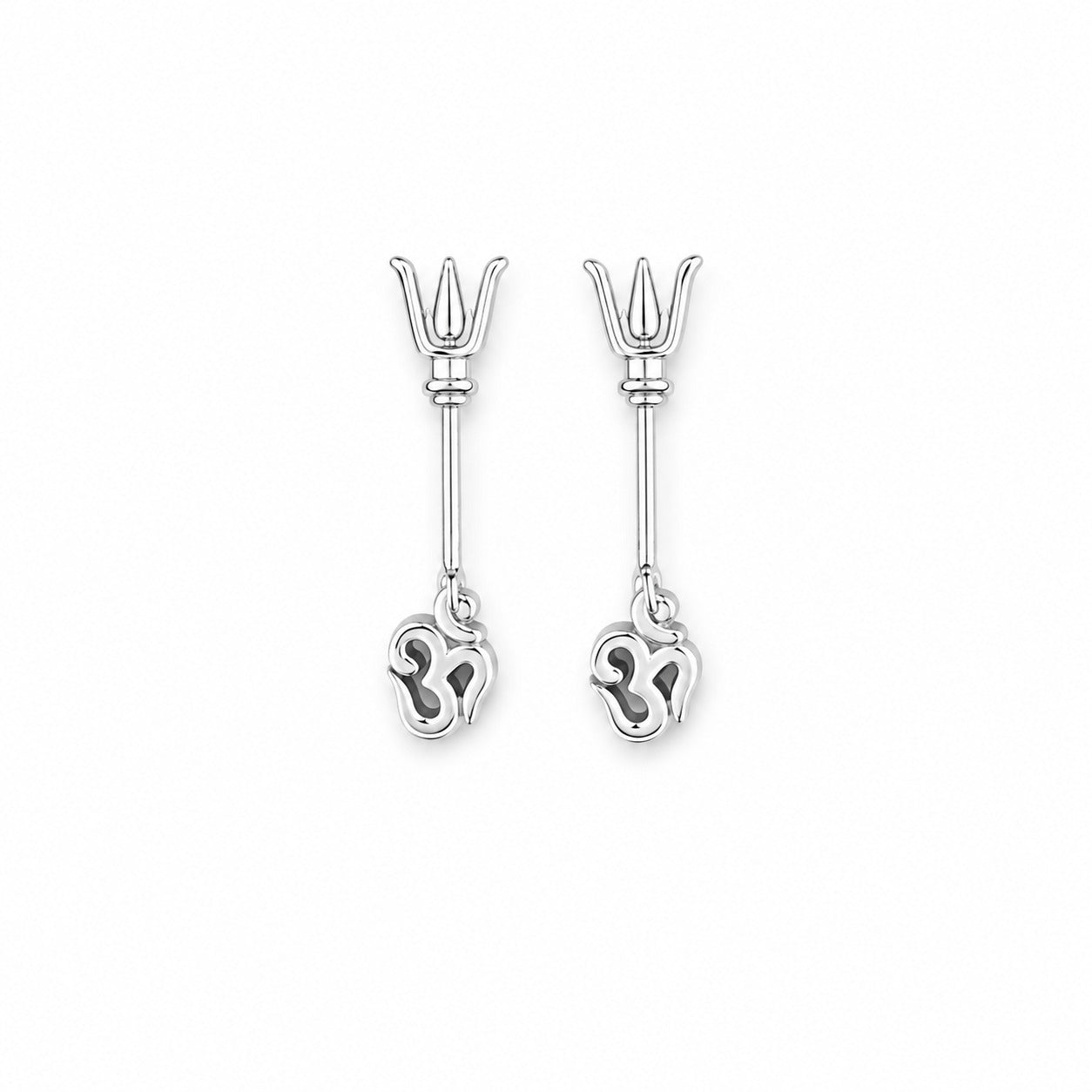 Vishnu Tilak Om Bugadi Stud Earring Pair - 925 Silver