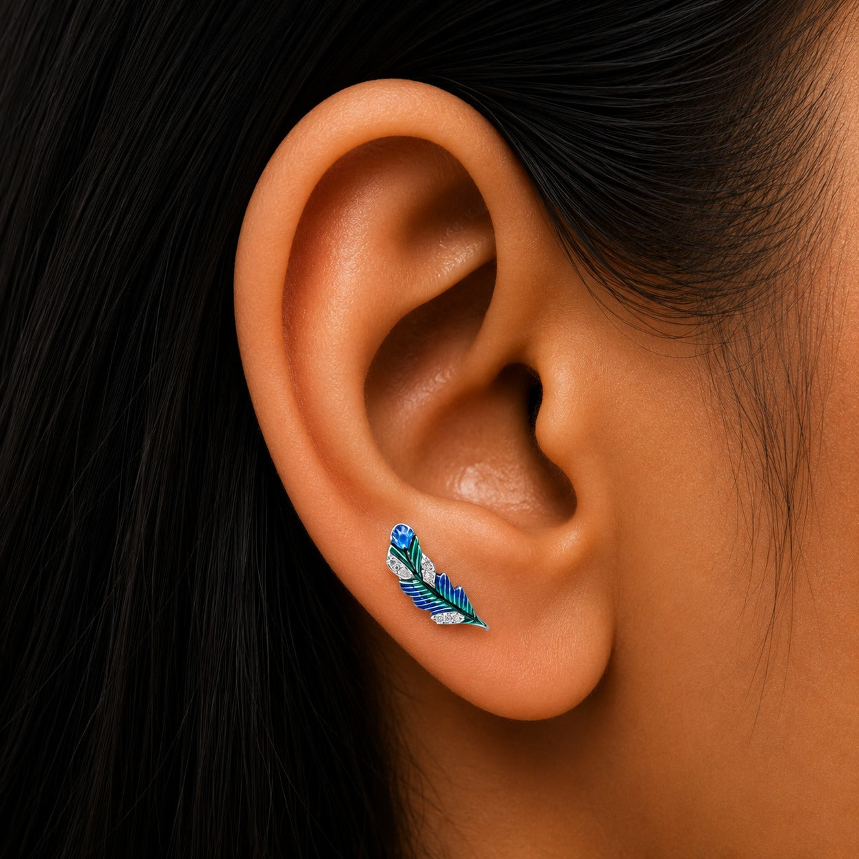 Fancy Morpankh Ear Cuff / Climber Earring - 925 Silver