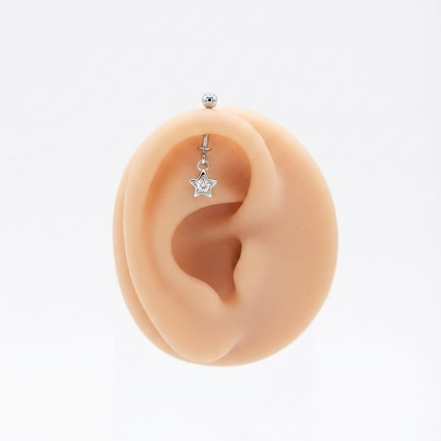 Star Shape Stone Helix Bugadi  Earring  Pair  -  925 Silver