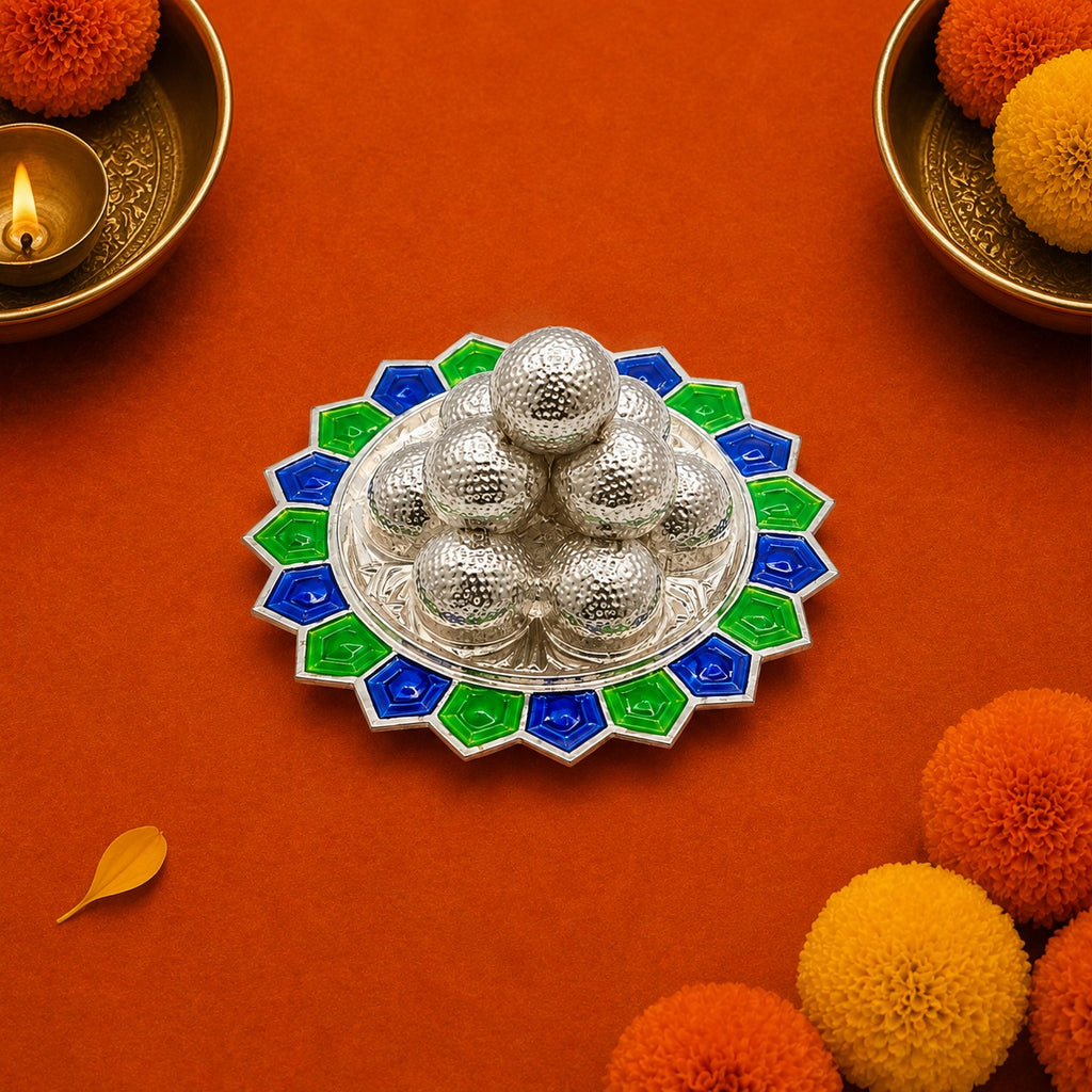 Silver Laddu With Plate For Lord Ganesha (11)