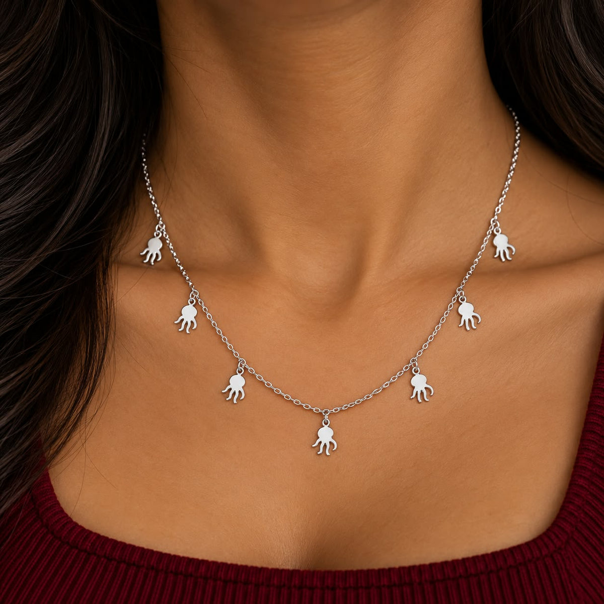 Premium Silver Octopus Neckless For Women - 925 Silver