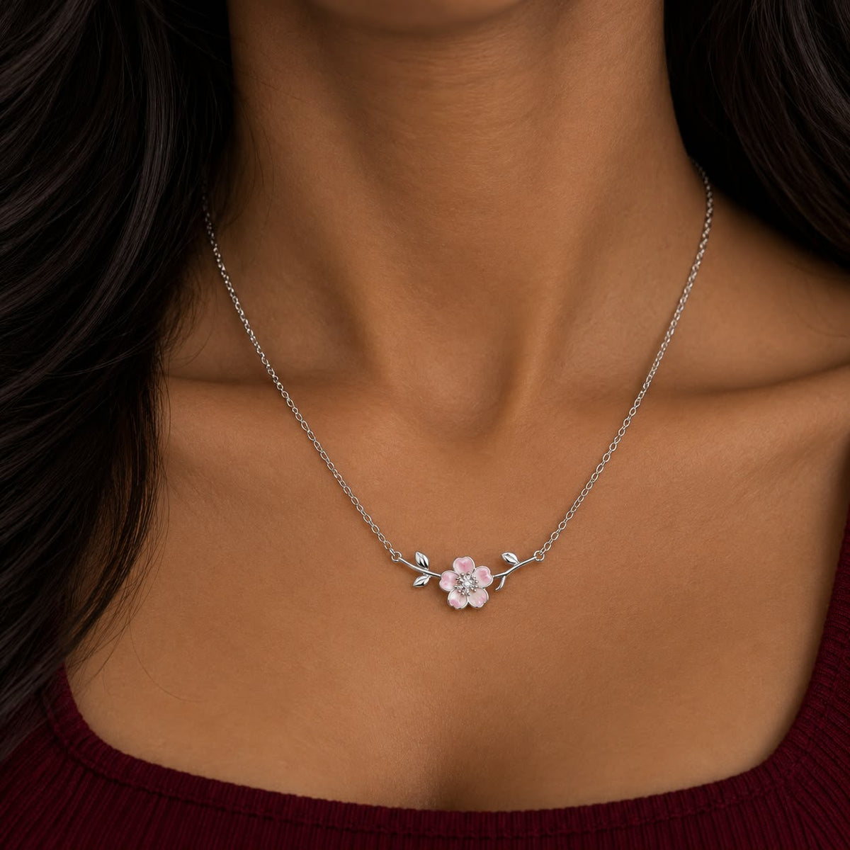 Cz Premium Silver Floral Neckless For Women - -925 Silver