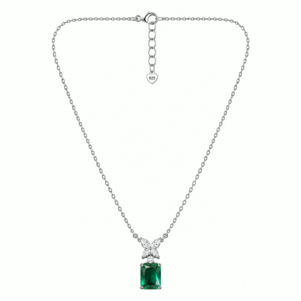 Emerald Stone Premium Silver Neckless For Women  - 925 Silver