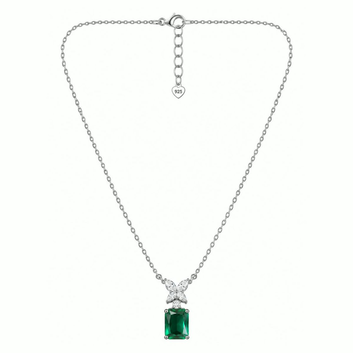 Emerald Stone Premium Silver Neckless For Women  - 925 Silver