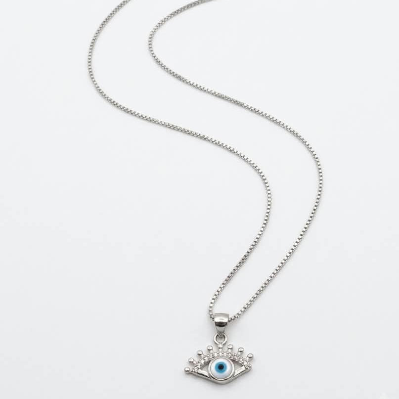 Cz Premium Silver Evil Eye Neckless For Women  -  925 Silver