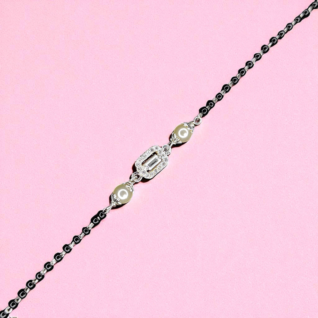 Rectangle Pearl Beaded Adjustable Hand Mangalsutra - 925 Silver